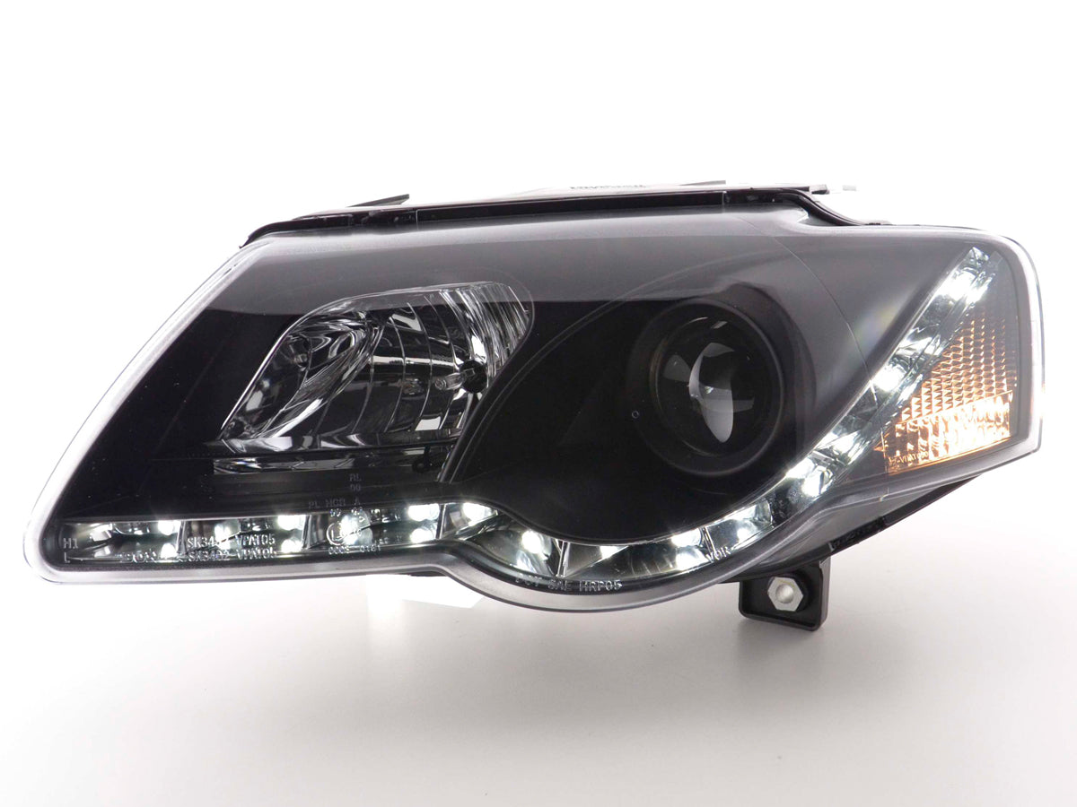 Scheinwerfer Set Daylight LED Tagfahrlicht VW Passat B6 3C schwarz Scheinwerfer Set Daylight LED Tagfahrlicht VW Passat B6 3C schwarz